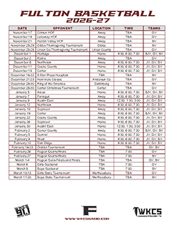 Fulton Basketball Schedule 2026-27